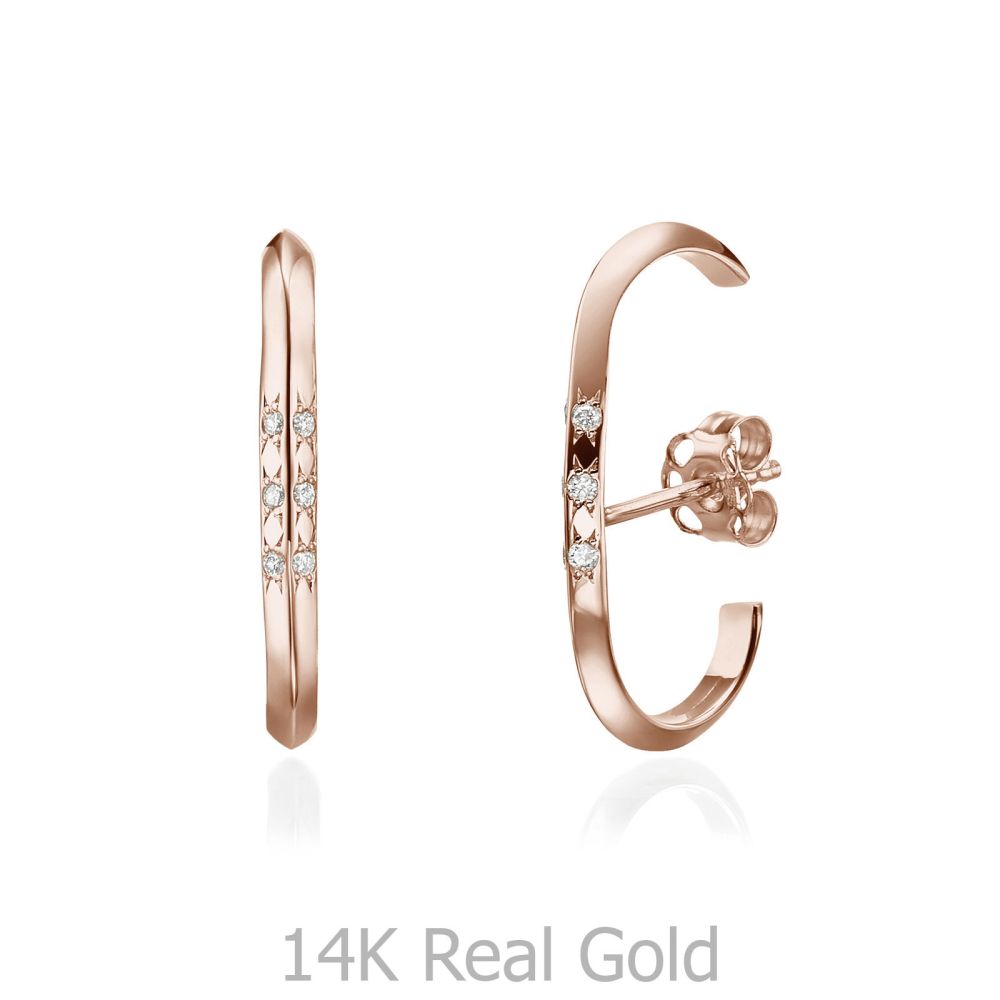 Diamond Jewelry | Diamond Cuff Earrings in 14K Rose Gold - Twist