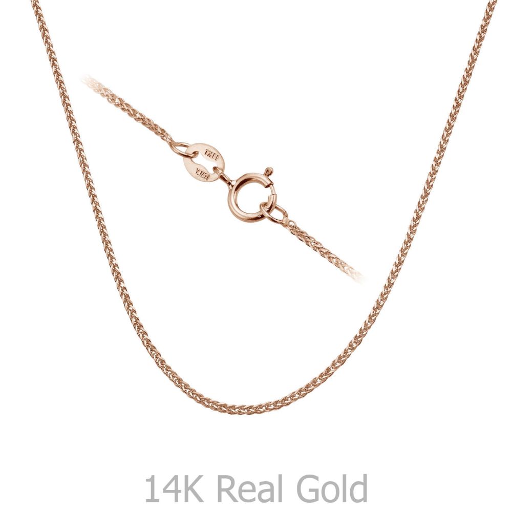 Gold Chains | 14K Rose Gold Spiga Chain Necklace 0.8mm Thick, 17.7