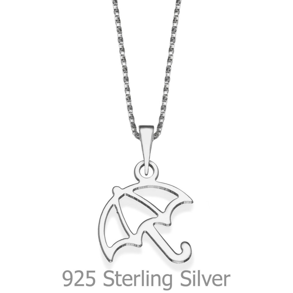 Girl's Jewelry | Pendant and Necklace in 925 Sterling Silver - Golden Umbrella