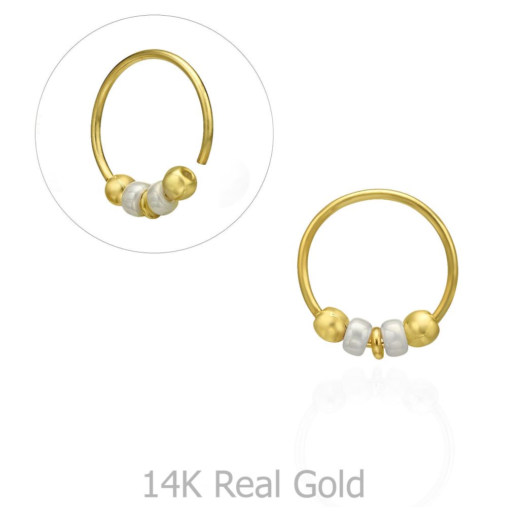 Piercing | Helix / Tragus Piercing in 14K Yellow Gold with Black Beads - Large