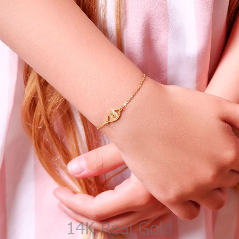 Girl's Jewelry | 14K Gold Girls' Bracelet - Lucky Eye