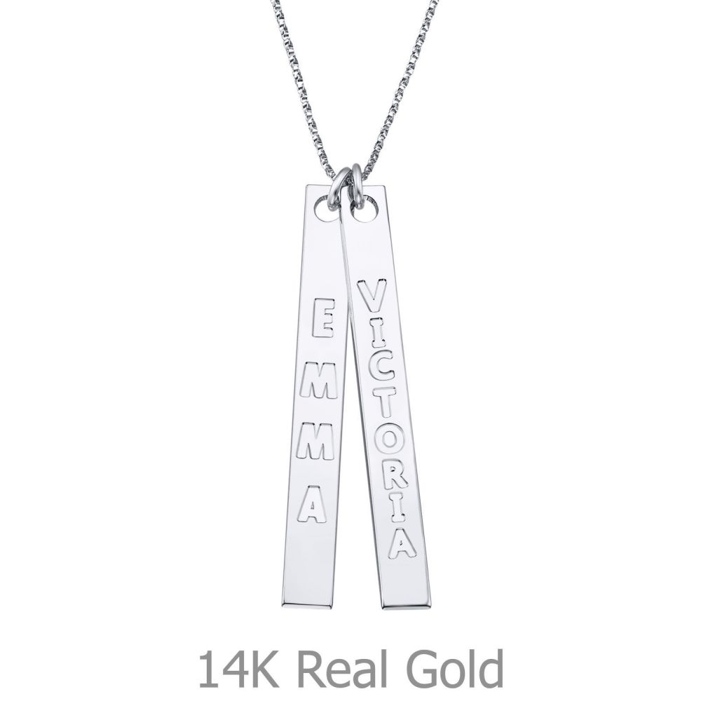 Personalized Necklaces | Bar Necklace with Personalized Engraving, in White Gold