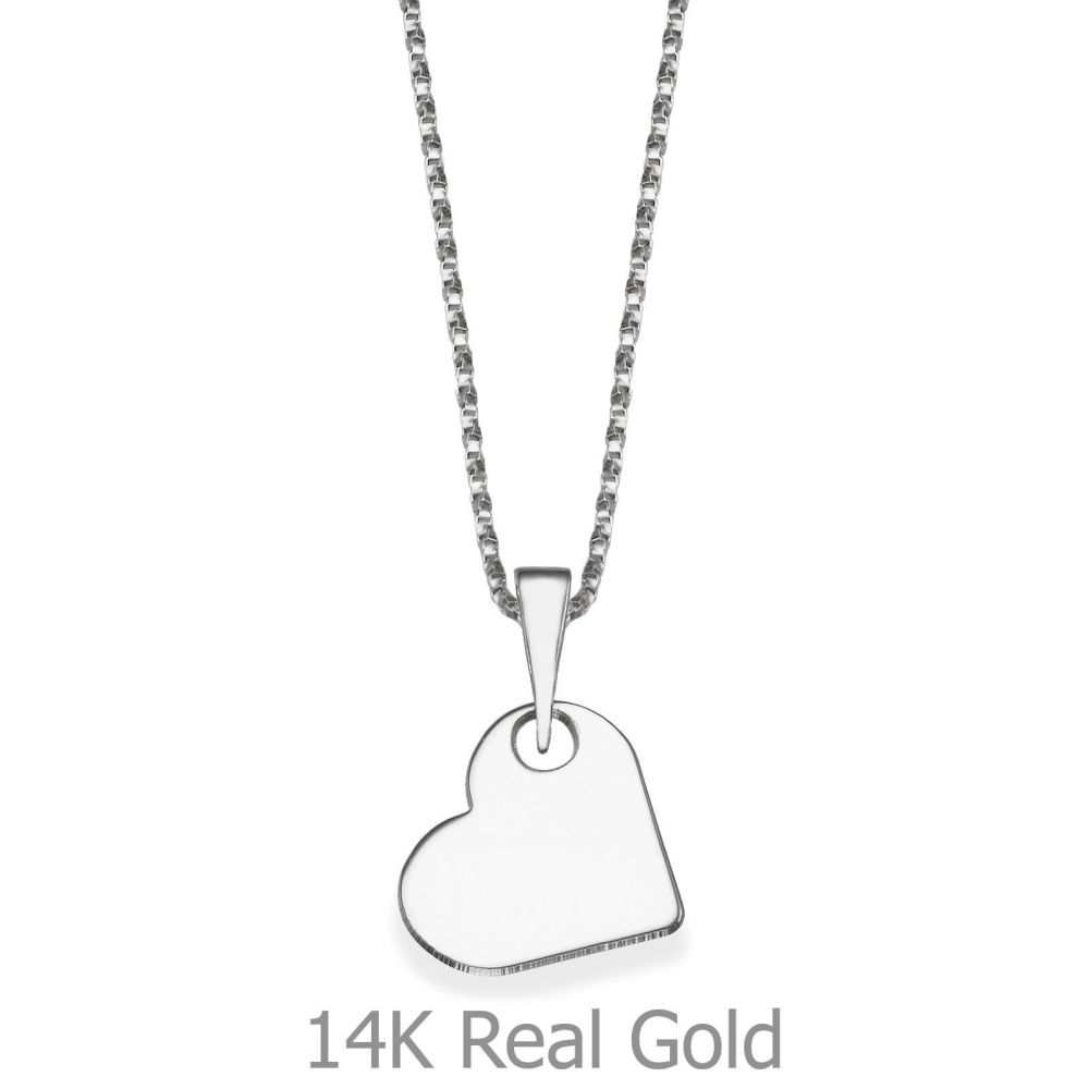 Girl's Jewelry | Pendant and Necklace in 14K White Gold - Classic Heart