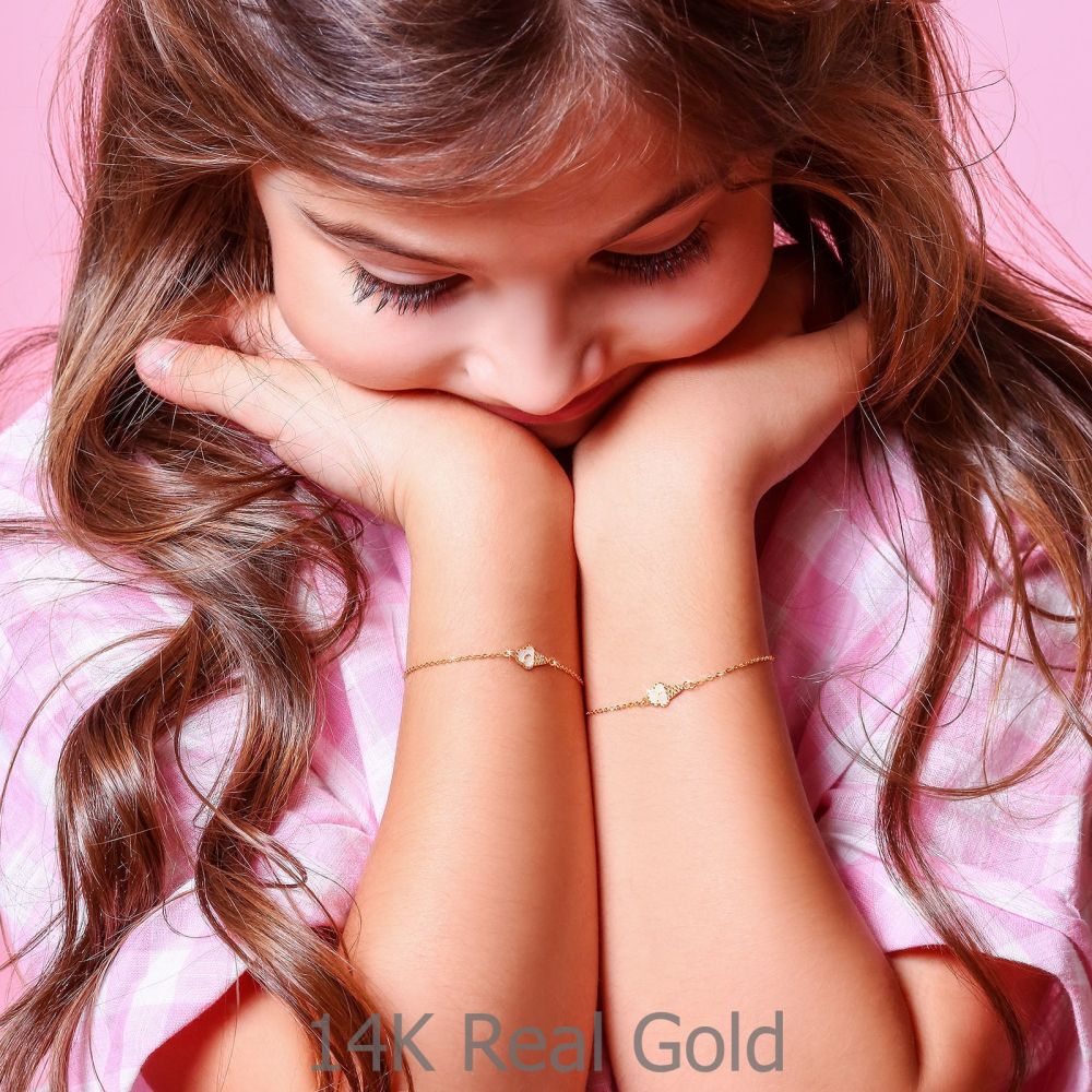 Girl's Jewelry | 14K Gold Girls' Bracelet - Ice Cream Cone: Pink