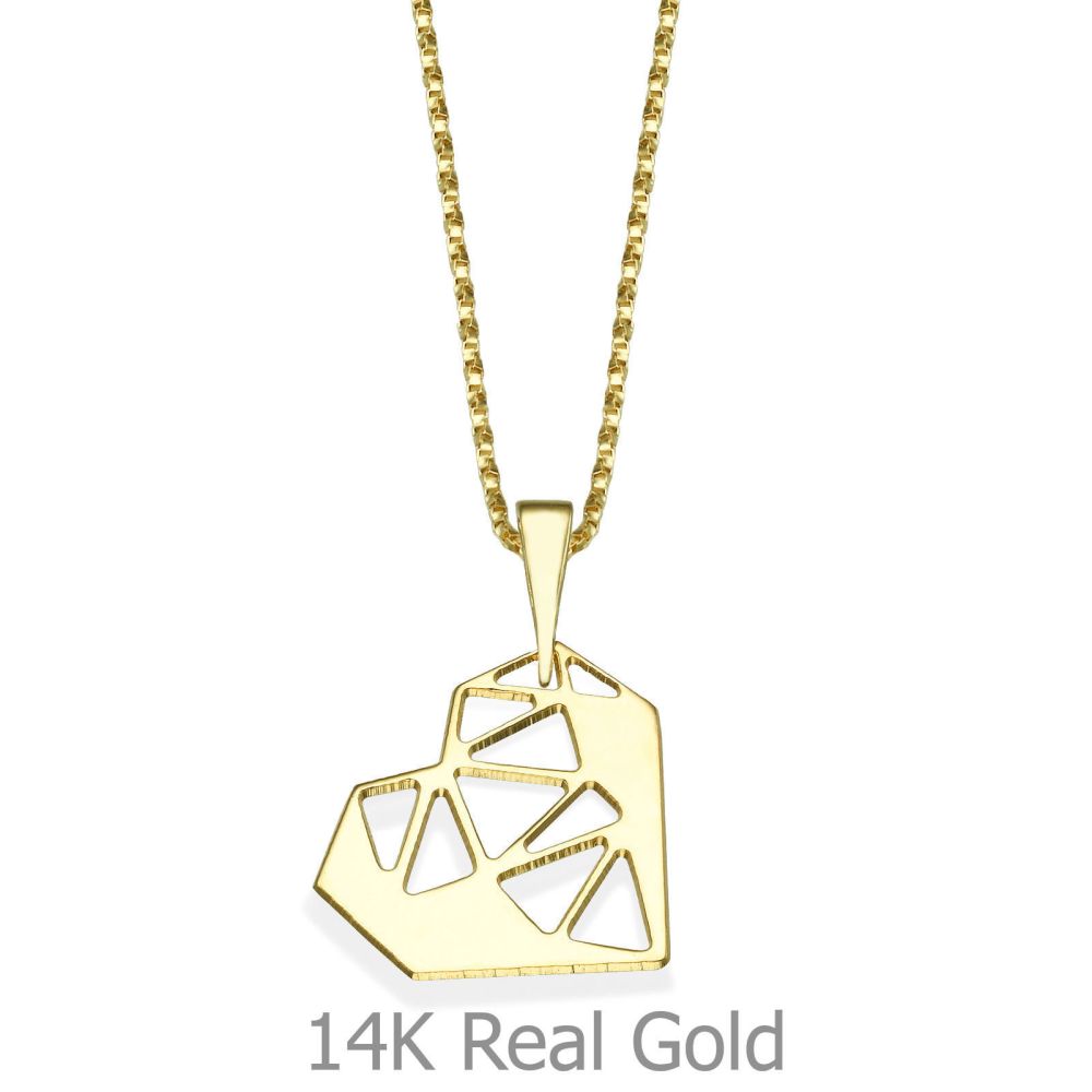 Girl's Jewelry | Pendant and Necklace in 14K Yellow Gold - Conceptual Heart