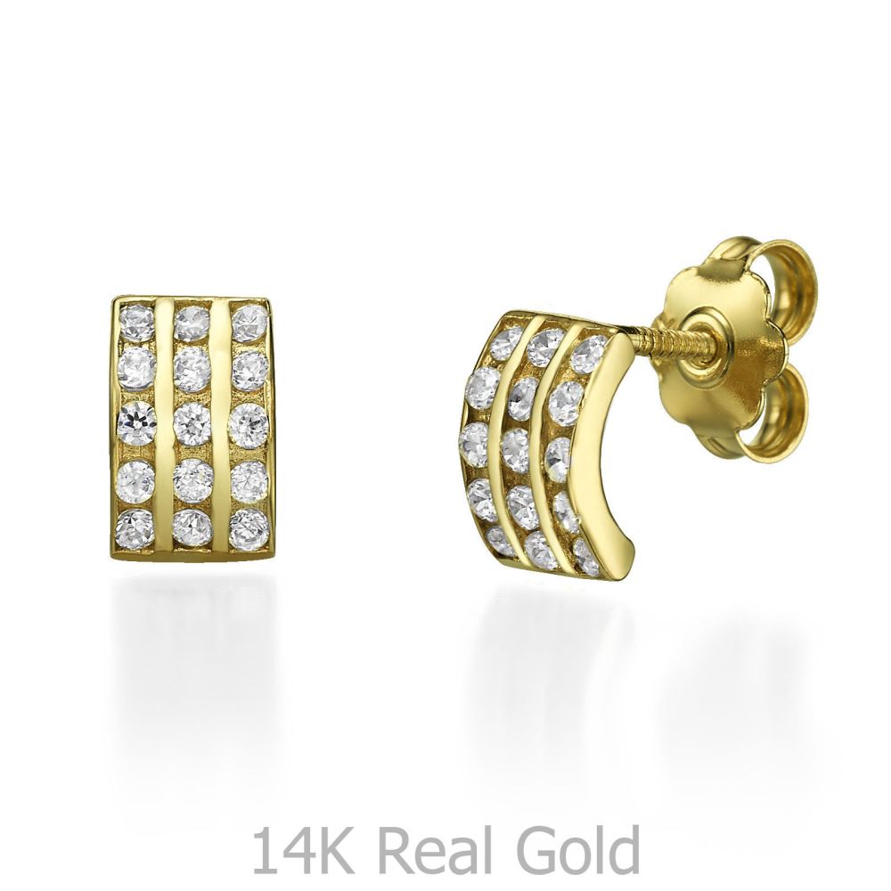 Girl's Jewelry | 14K Yellow Gold Teen's Stud Earrings - Princess