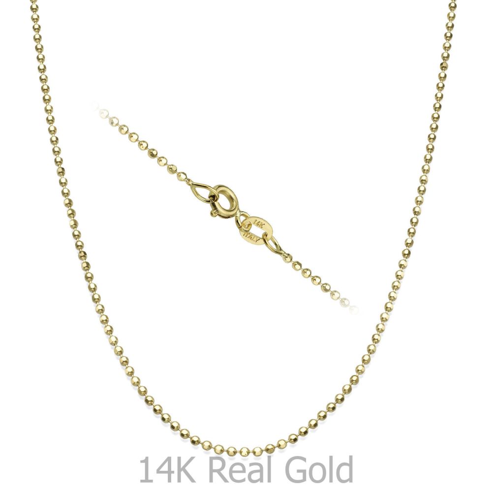 Gold Chains | 14K Yellow Gold Balls Chain Necklace 1.4mm Thick, 19.7