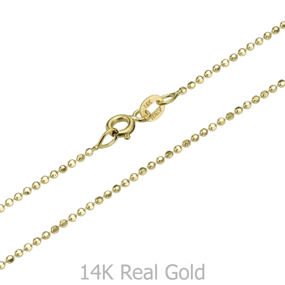 Gold Chains | 14K Yellow Gold Balls Chain Necklace 1.4mm Thick, 19.7