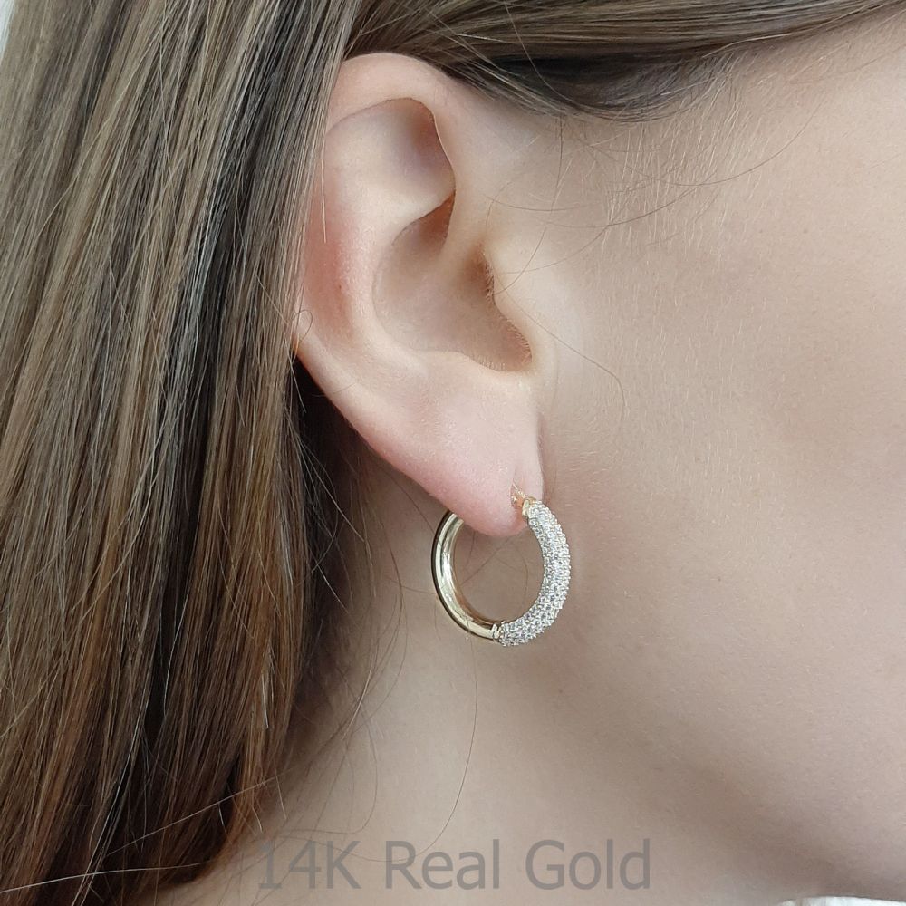 Women’s Gold Jewelry | 14K Yellow Gold Women's Earrings - Shiny Hoop - M