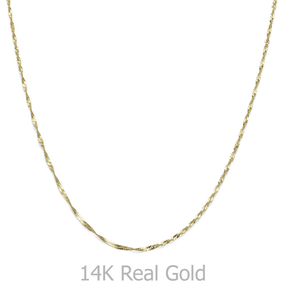 Jewelry for Men | 14K Yellow Gold Chain for Men Singapore 1.6mm Thick, 21.6