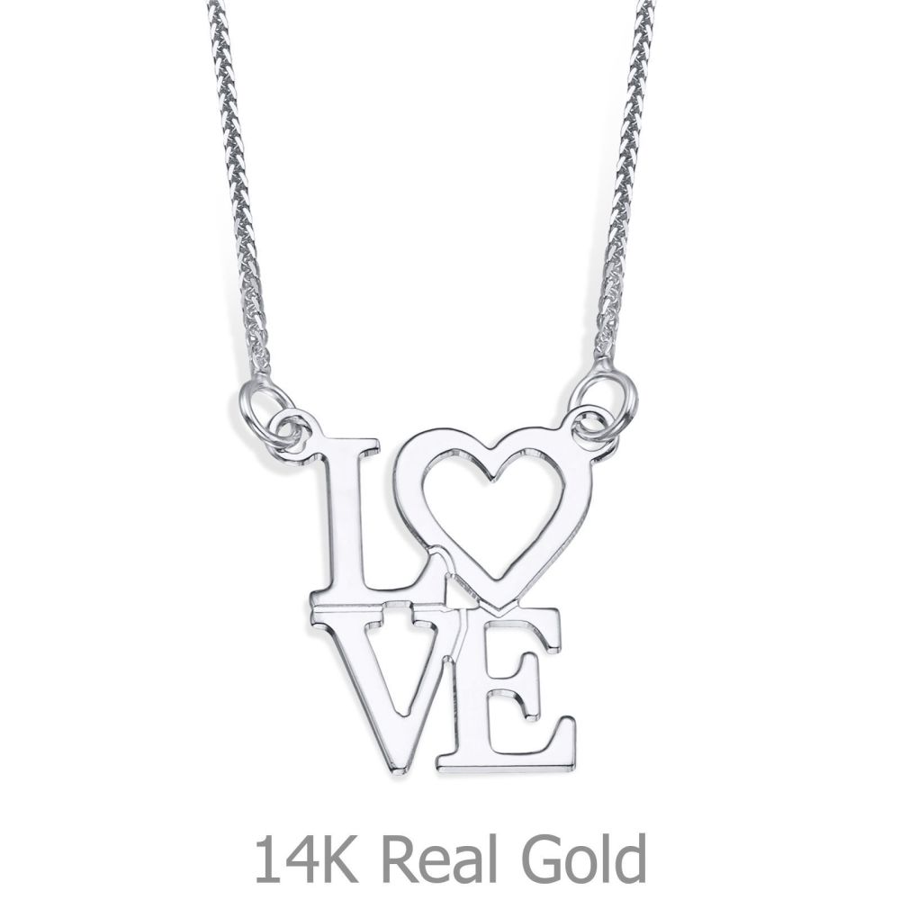 Women’s Gold Jewelry | Pendant and Necklace in White Gold - Love