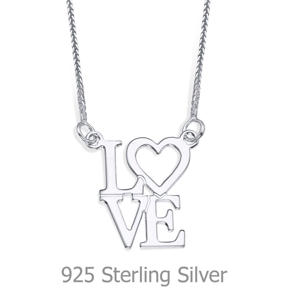 Women’s Gold Jewelry | Pendant and Necklace in 925 Sterling Silver - Love