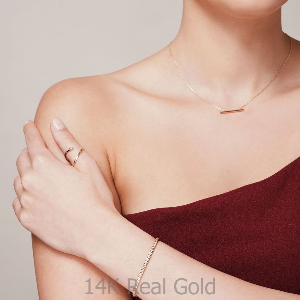 Women’s Gold Jewelry | Pendant and Necklace in 14K Yellow Gold - Golden Bar