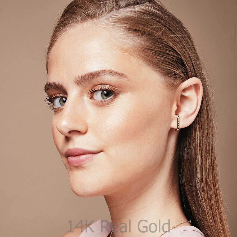 Diamond Jewelry | Diamond Cuff Earrings in 14K Rose Gold - High-Five