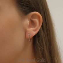 14K Yellow Gold Diamond Women's Hoop Earrings - S