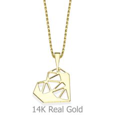 Pendant and Necklace in 14K Yellow Gold - Conceptual Heart