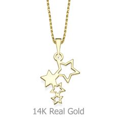 Pendant and Necklace in 14K Yellow Gold - Starry Night