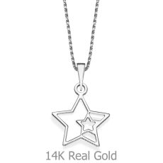 Pendant and Necklace in 14K White Gold - A Star is Born