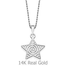 Pendant and Necklace in 14K White Gold - Shooting Star
