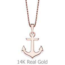 Pendant and Necklace in 14K Rose Gold - Golden Anchor