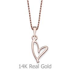 Pendant and Necklace in 14K Rose Gold - Free Heart