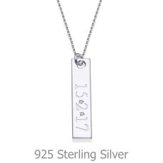Necklace and Vertical Bar Pendant in 925 Sterling Silver with Diamonds