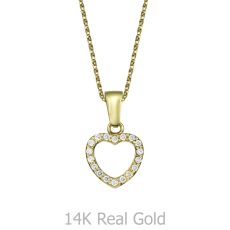 Pendant and Necklace in Yellow Gold - Royal Heart