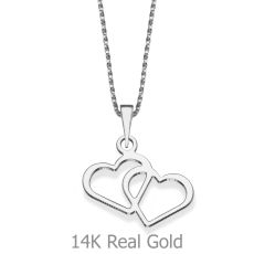 Pendant and Necklace in 14K White Gold - Heart of Enduring Love