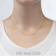 14K Yellow Gold Spiga Chain Necklace 0.8mm Thick, 16.5" Length
