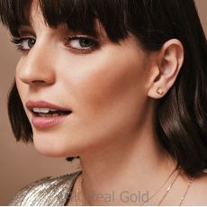 14K White Gold Women's Earrings - Golden Cube - Large