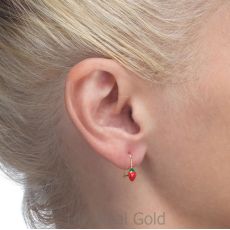 Dangle Earrings in14K Yellow Gold - Strawberry Berry