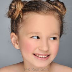 14K Yellow Gold Kid's Stud Earrings - Twinkling Star