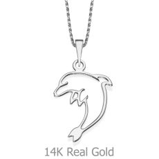 Pendant and Necklace in 14K White Gold - Dear Dolphin