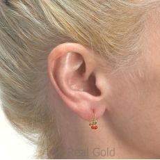 Dangle Earrings in14K Yellow Gold - Cherry Drop