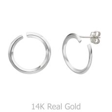 14K White Gold Women's Earrings - Sunrise - Large