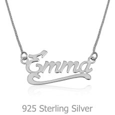 925 Sterling Silver Name Necklace "Diamond" English with decor "Swoosh"