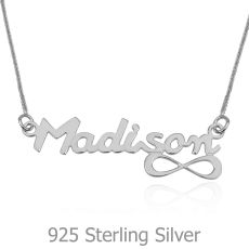 925 Sterling Silver Name Necklace "Gold" English with decor "Infinity"