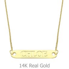 Bar Necklace with Personalized Engraving in Yellow Gold