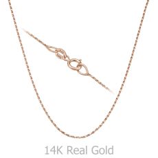 14K Rose Gold Twisted Venice Chain Necklace 0.6mm Thick, 16.5" Length