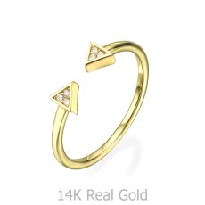 Open Ring in Yellow Gold - Sparkling Triangles