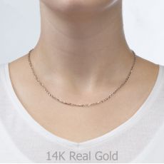 14K White Gold Rollo Chain Necklace 2.2mm Thick, 21.45" Length