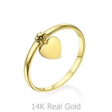 Ring with Charm in Yellow Gold - Heart Charm
