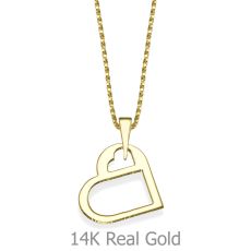 Pendant and Necklace in 14K Yellow Gold - Golden Heart