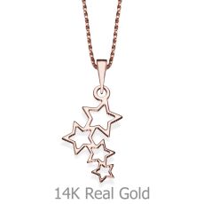Pendant and Necklace in 14K Rose Gold - Wishing Stars