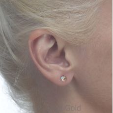 14K Yellow Gold Kid's Stud Earrings - Beloved Hearts