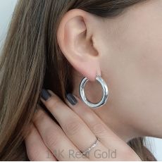 14K White Gold Women's Earrings - M (thick)