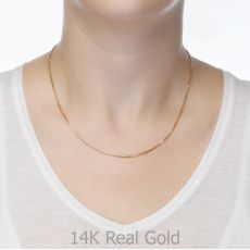 14K Yellow Gold Spiga Chain Necklace 1mm Thick, 16.5" Length