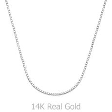 14K White Gold Venice Chain Necklace 0.8mm Thick, 19.5" Length