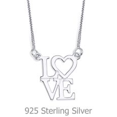Pendant and Necklace in 925 Sterling Silver - Love