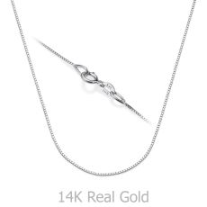 14K White Gold Venice Chain Necklace 0.53mm Thick, 15.74" Length